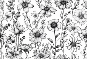 small long stem wildflowers tattoo idea
