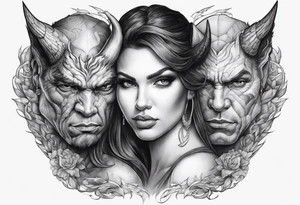 Devil on one shoulder, angel on the other shoulder tattoo idea