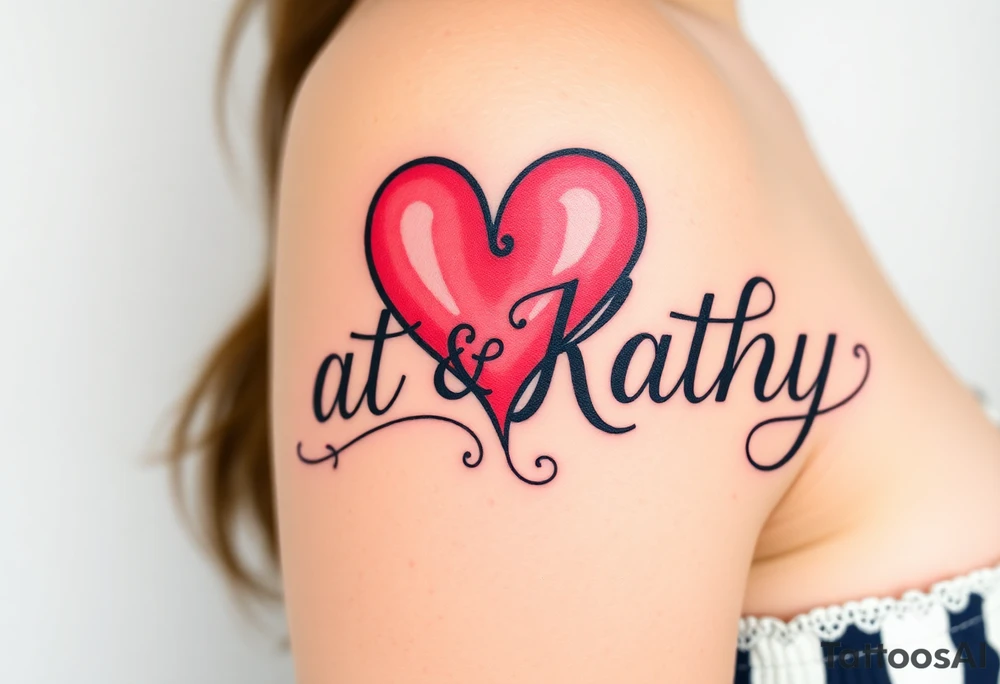 Names pat and Kathy made into a heart tattoo idea