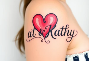 Names pat and Kathy made into a heart tattoo idea