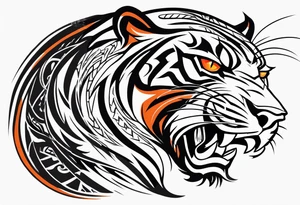 Angry panther facing slightly left with red-orange eyes tattoo idea