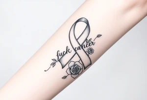 Pretty  Cancer ribbon that says "fuck cancer"with roses tattoo idea