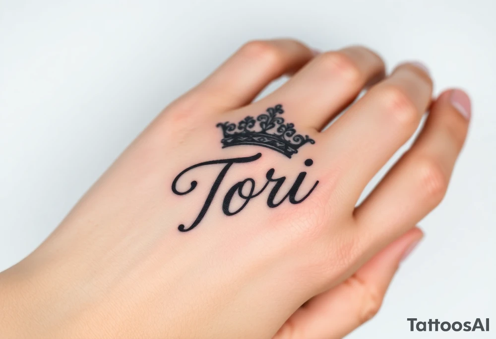the name Tori with a sexy crown tattoo idea