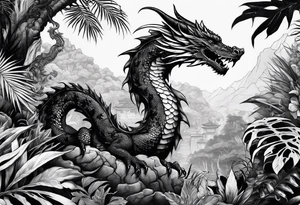 aesthetic jungle with a dragon tattoo idea
