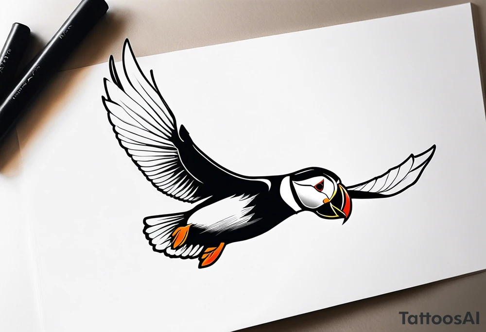 a flying puffin  -  forarm Tattoo tattoo idea