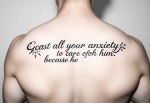 cast all your anxiety on him because he cares for you" tattoo idea