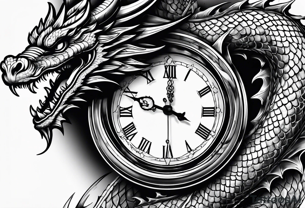 Clock with dragon tattoo idea