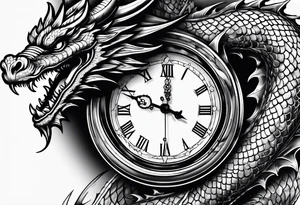 Clock with dragon tattoo idea
