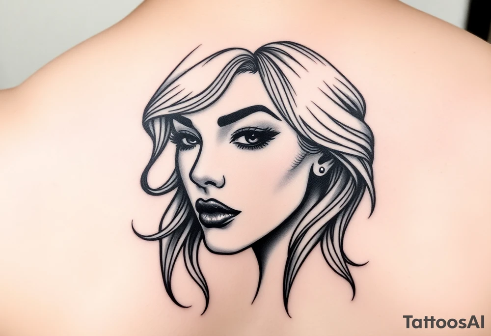 beauty girl face tattoo idea