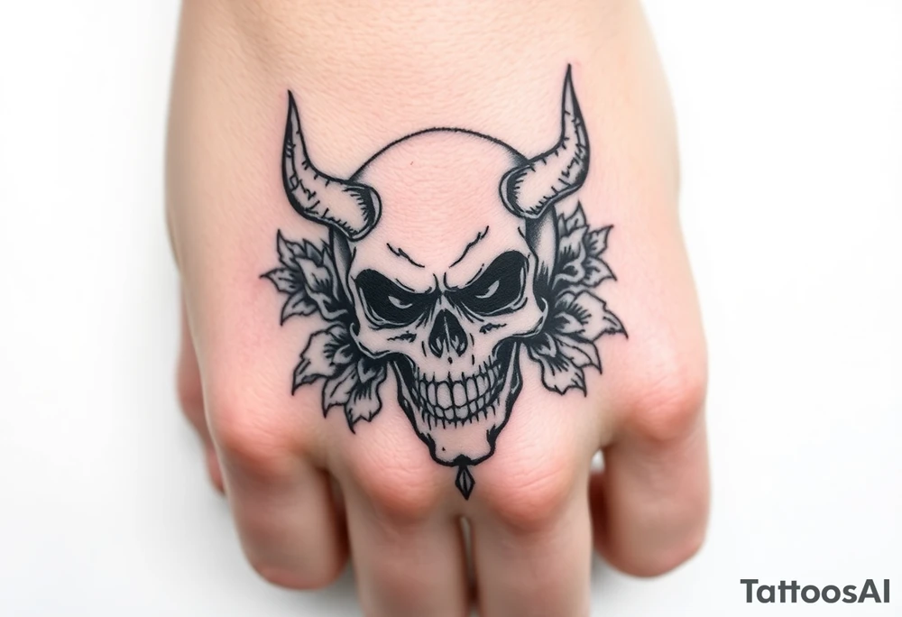 Demonic skull with filler around it tattoo idea