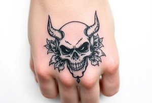 Demonic skull with filler around it tattoo idea