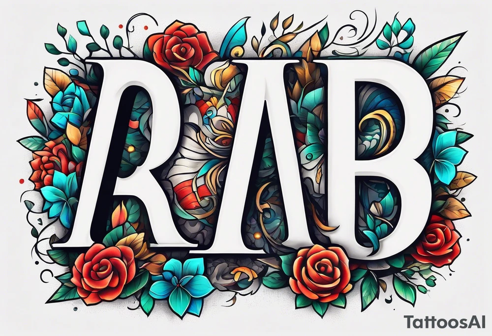 The letters AR together with the words always ready going down the side of the letters tattoo idea