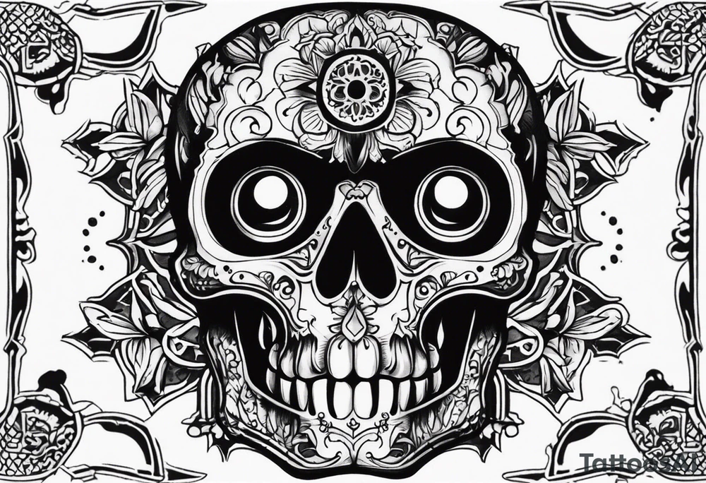 small dark skull with bullet hole eyes tattoo idea