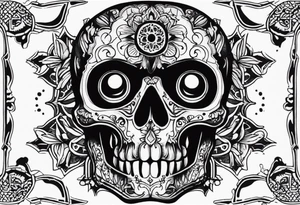 small dark skull with bullet hole eyes tattoo idea