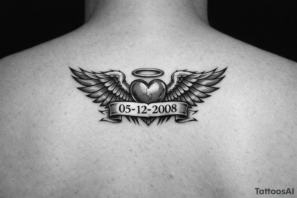 A tattoo with wings or something similar, with a date, because my mother passed away many years ago, on the arm tattoo idea