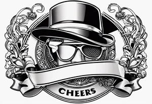 Cheers Mate text, armband +Cancer Ribbon +flat cap tattoo idea