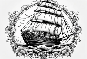 Nautical theme leg tattoo tattoo idea