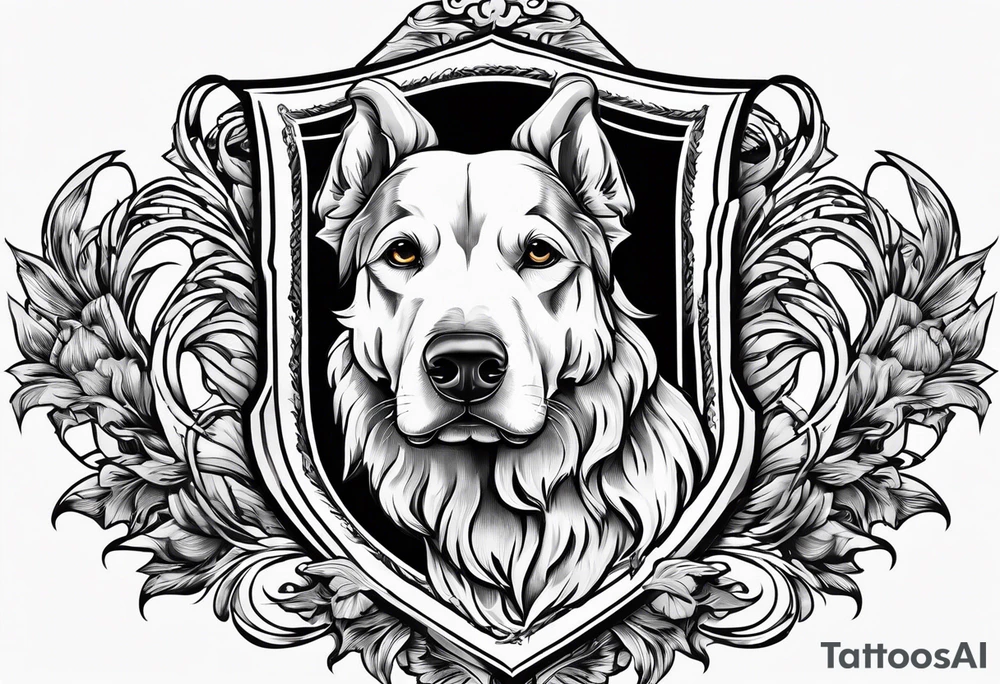 a coat of arms with a hound in the shield tattoo idea