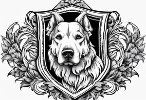 a coat of arms with a hound in the shield tattoo idea