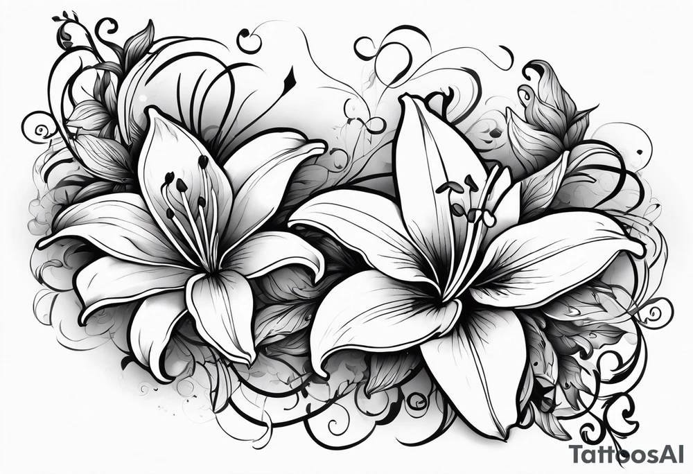 Lily flowers with Clover leaf deck card a cross tattoo idea