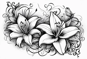 Lily flowers with Clover leaf deck card a cross tattoo idea