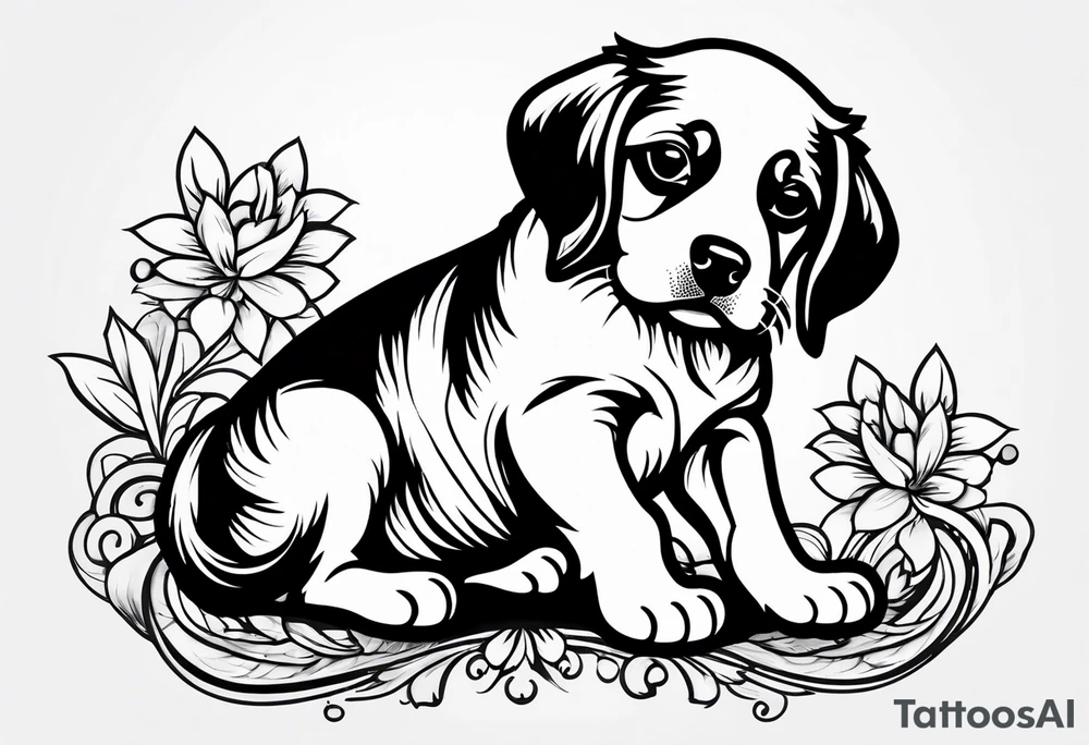 strength, small, nuanced, puppy elegant tattoo idea