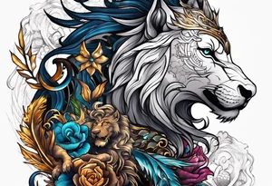 AI Tech, Lion, Horse, Dragon and Wolf tattoo idea