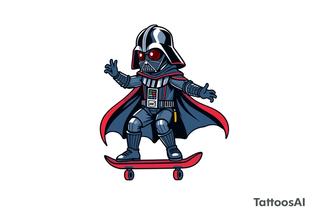Darth Vader skateboarding >
blue & red tattoo idea