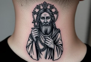 russian christian orthodox jesus xristos holding the russian orthodox thurible chains tattoo idea