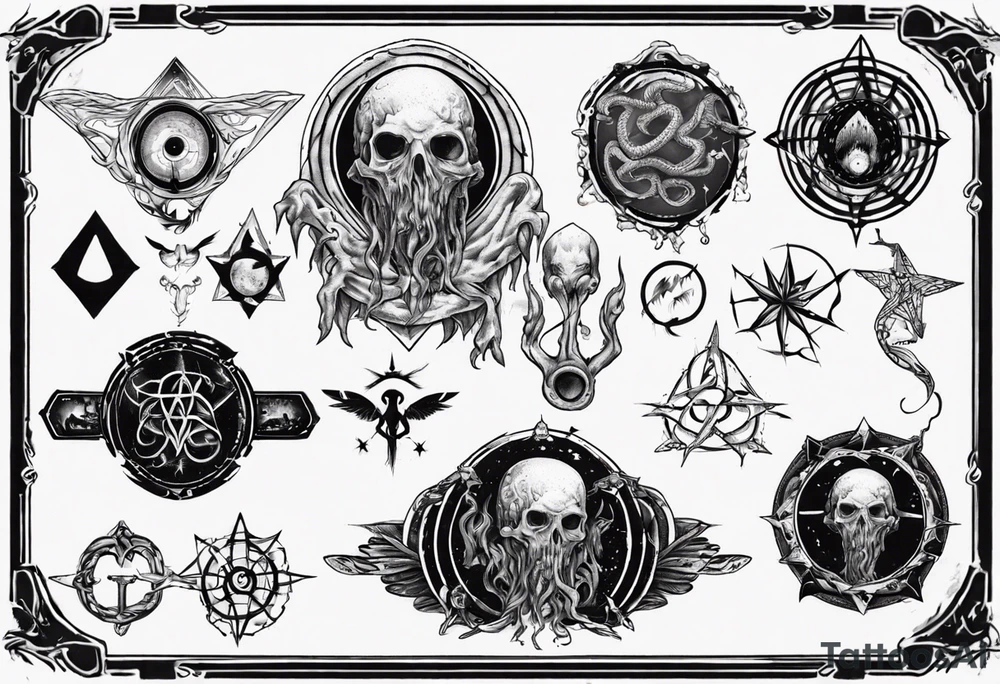 lovecraft theme arms zone tattoo idea