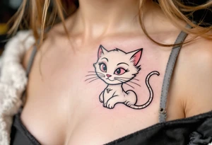 This tattoo of Marie in creamy white with pink details is pure The Aristocats magic. tattoo idea