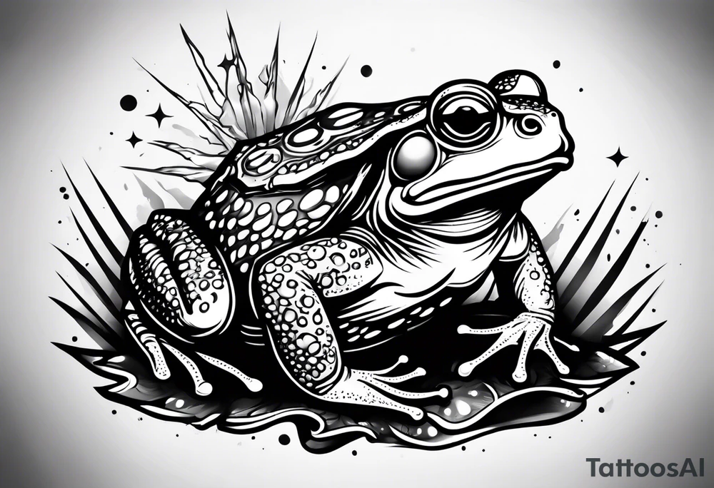 Toad with throwing star weapon tattoo idea