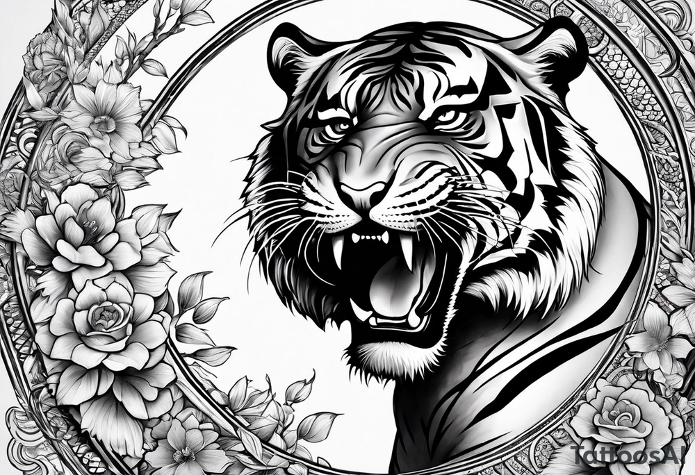 Tiger with the letter C tattoo idea