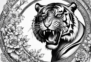 Tiger with the letter C tattoo idea