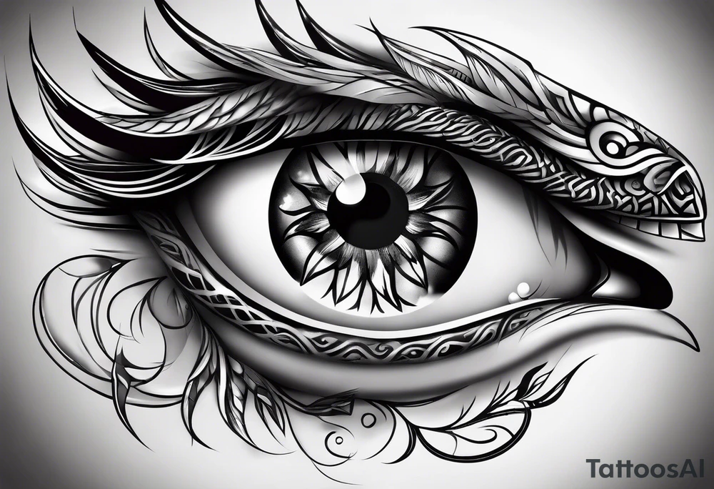 Half Lion eye half snakes eye tattoo idea