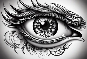 Half Lion eye half snakes eye tattoo idea