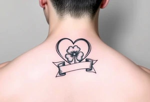 Cute Heart and a Shamrock patch with a banner tattoo idea