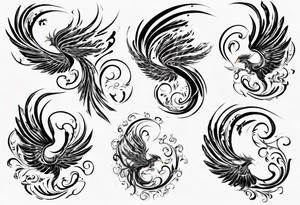 Phoenix in swirls tattoo idea