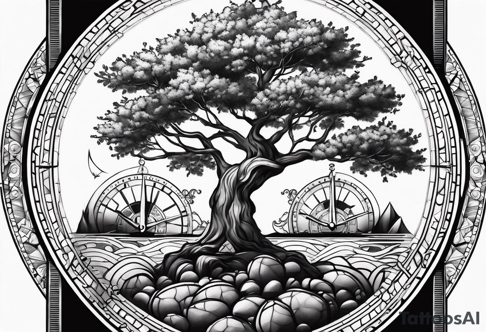 Rowan tree and 2 clocks tattoo idea