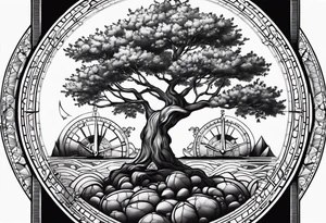 Rowan tree and 2 clocks tattoo idea