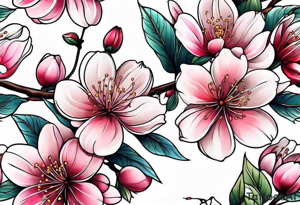 cherry blossom flower design tattoo idea