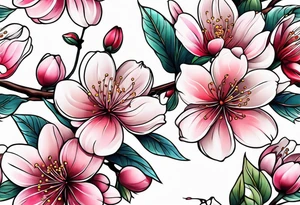cherry blossom flower design tattoo idea