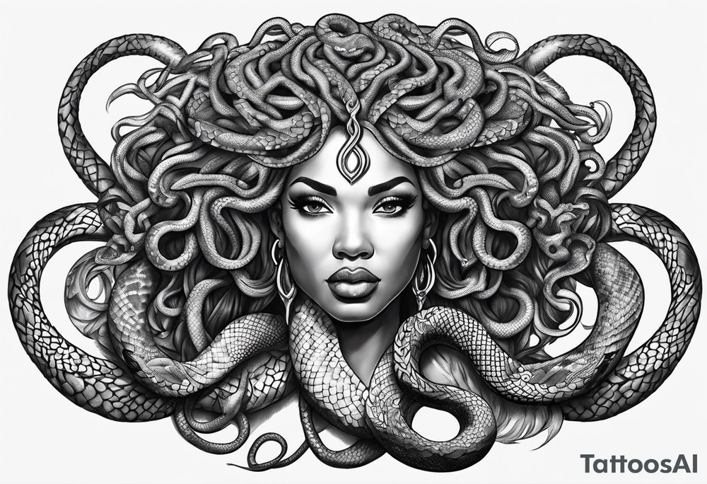African medusa snakes tattoo idea