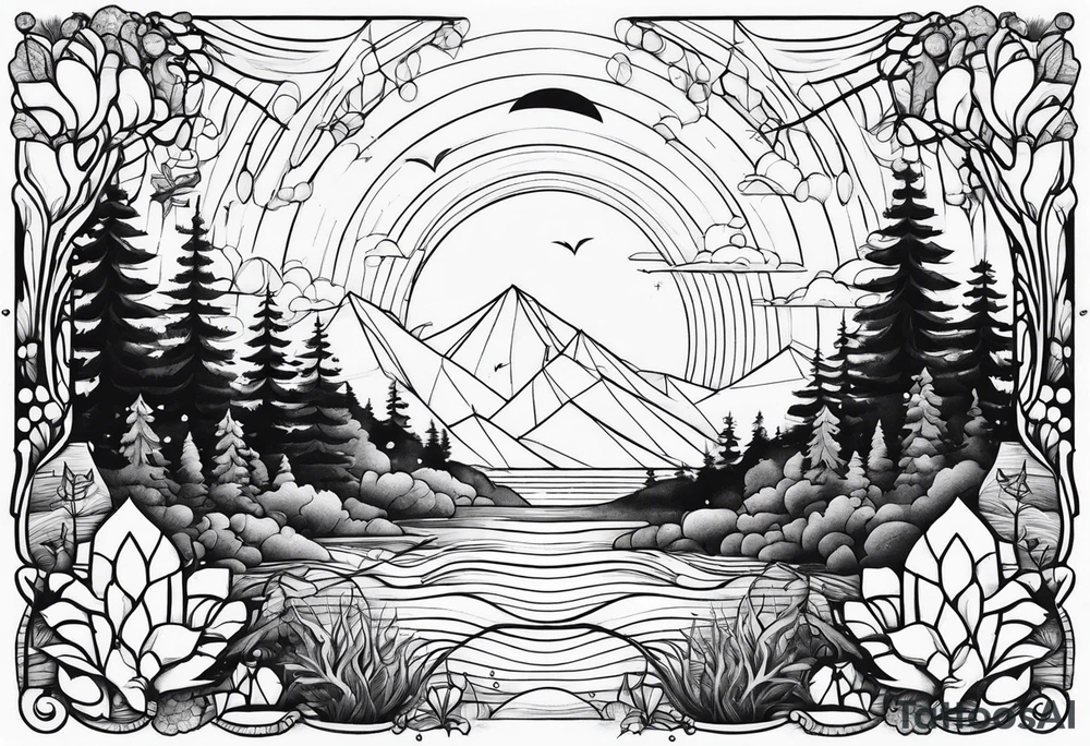 Ocean and forest tattoo idea