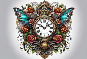 fantasy animal, clock tattoo idea
