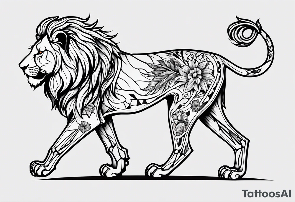 lion skeleton tattoo idea