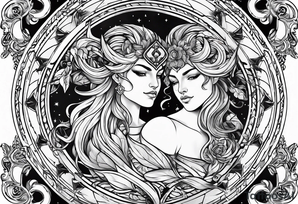 Gemini taurus zodiac symbols 
combined tattoo idea