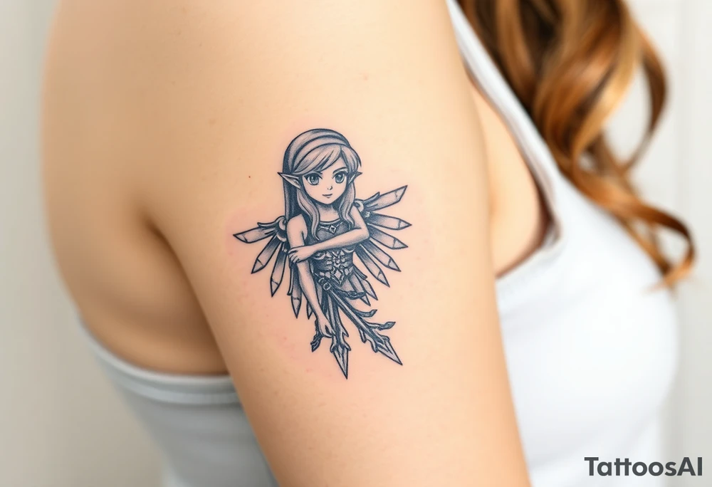American traditional princess Zelda from twilight princess tattoo idea