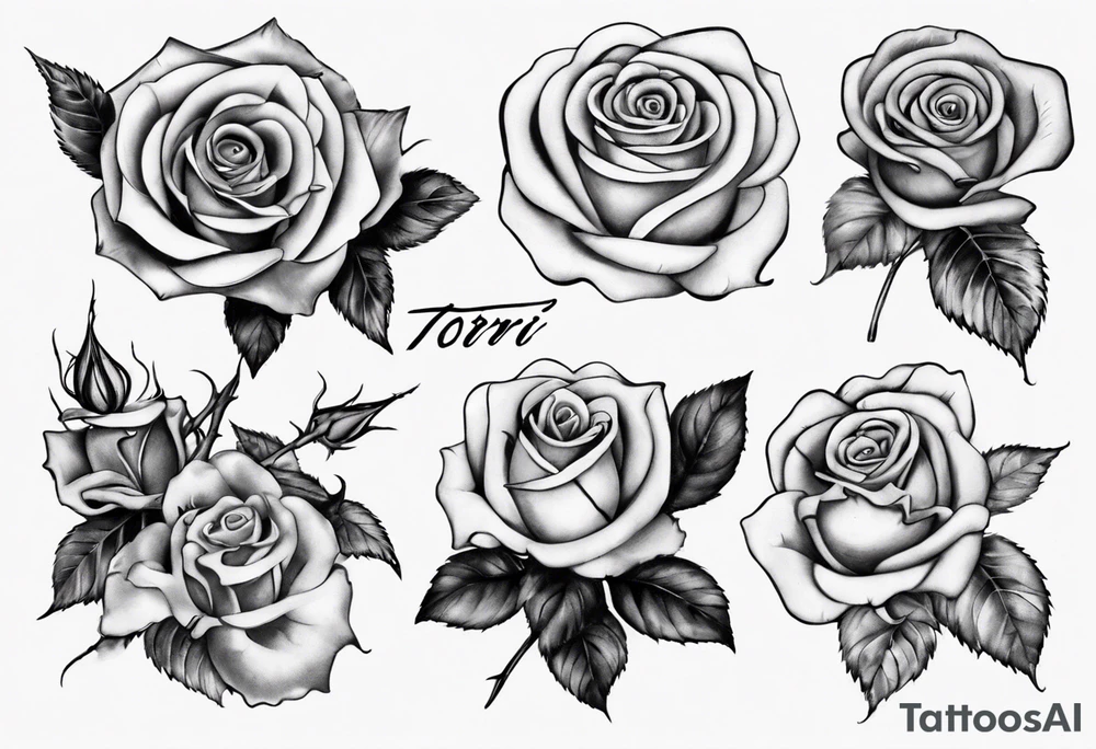 Rose with the name Torri in it tattoo idea