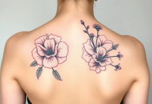 Carnation rose lily luster and aster flower tattoo idea